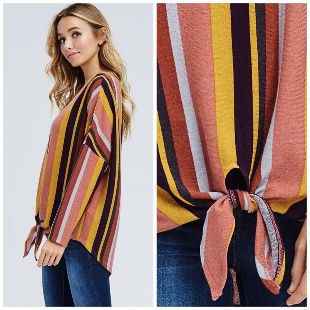 ❤️LAST 1! Super Soft Fall Colors Front Tie Top! - Picture 8 of 8